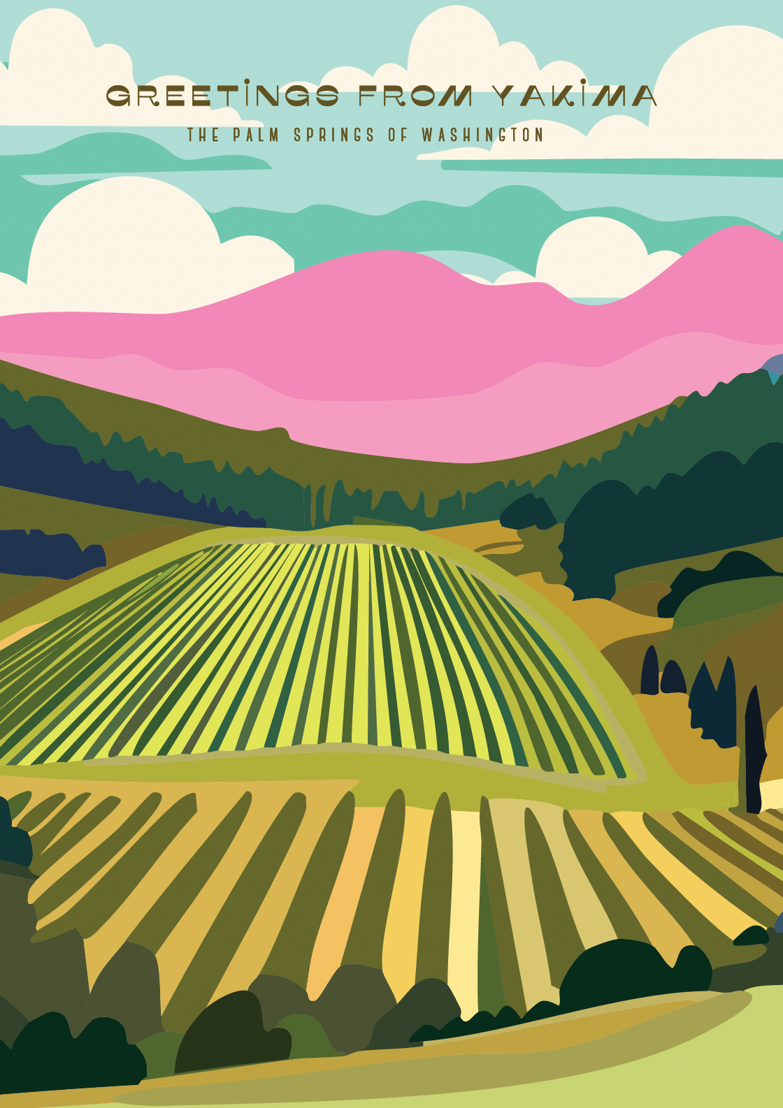 Greeting Card- Yakima Pink Hills