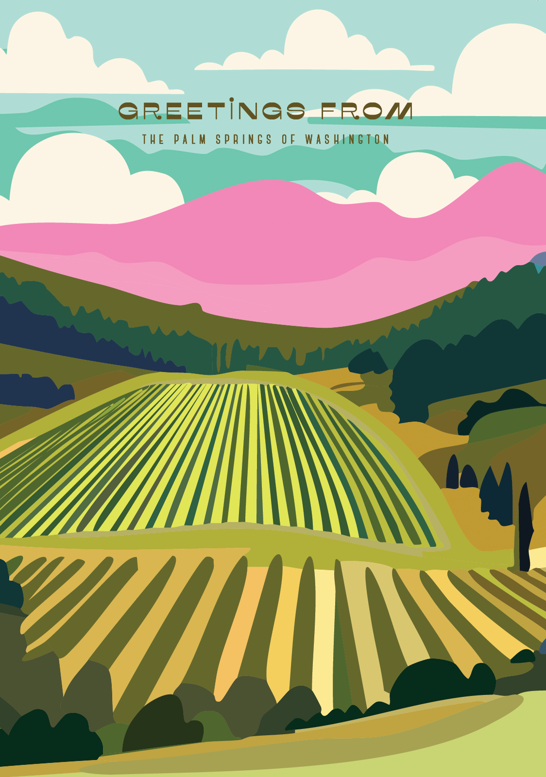 Greeting Card- Palm Springs of Washington Pink Hills