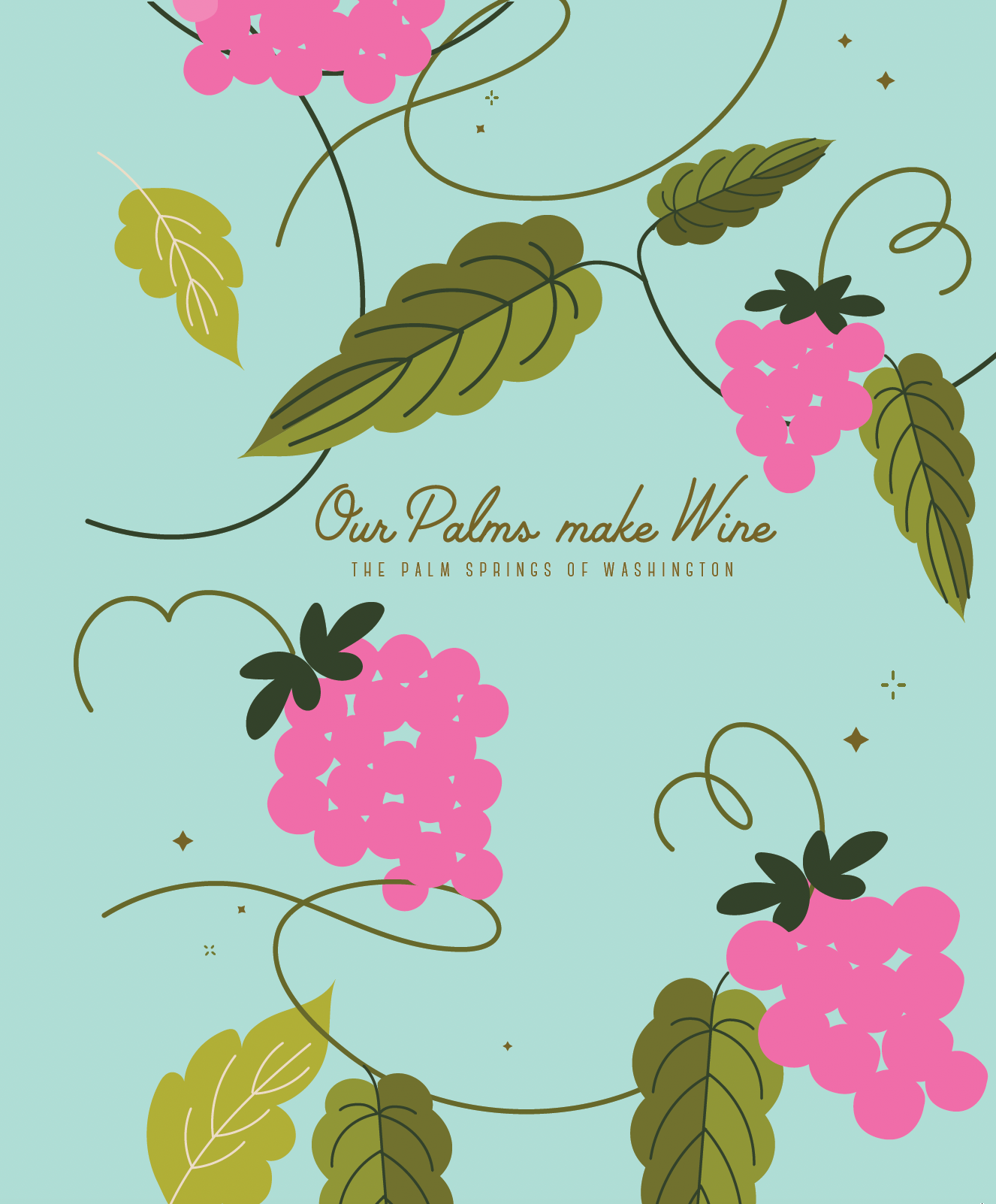 Greeting Card- Our Palms Make Wine Blue & Pink
