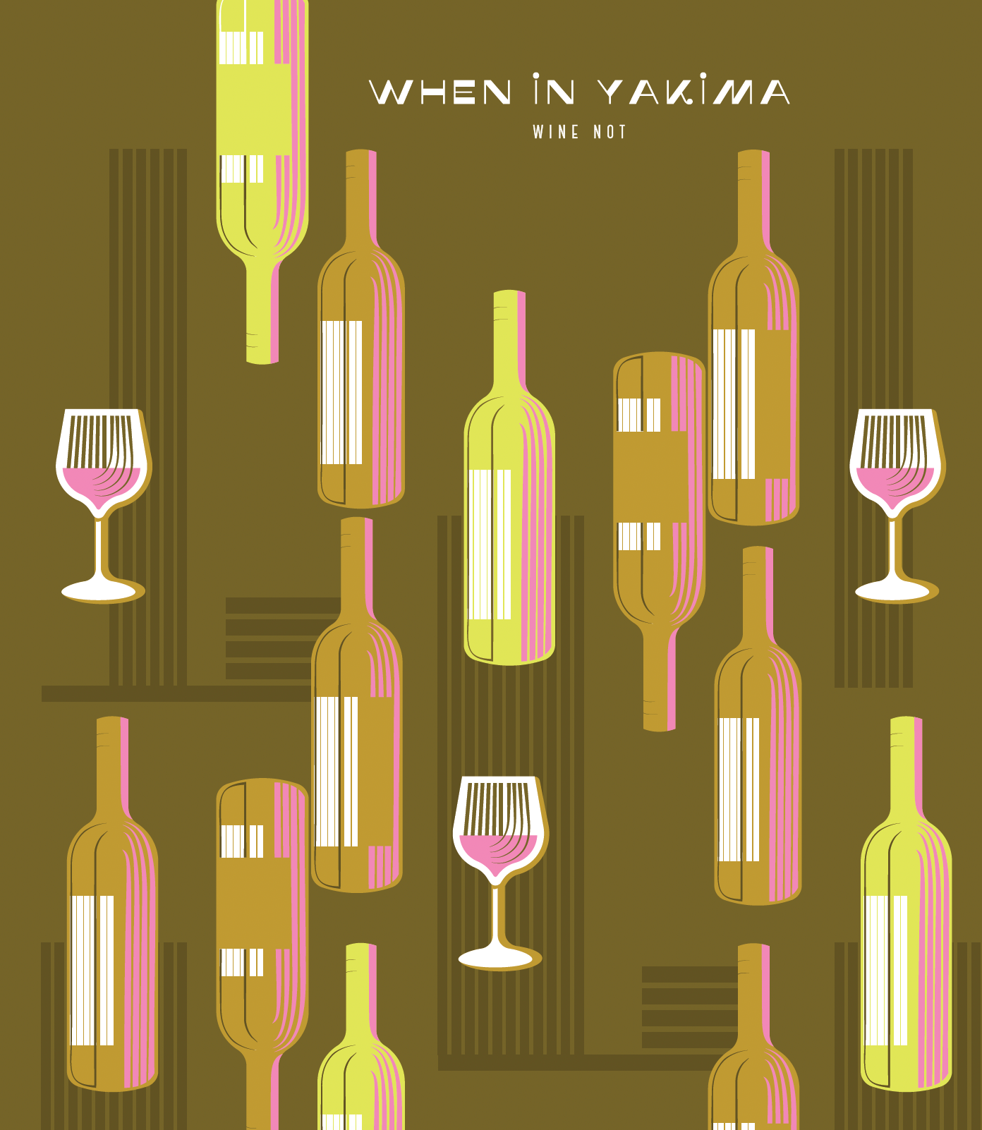 Greeting Card- When in Yakima Wine Bottles