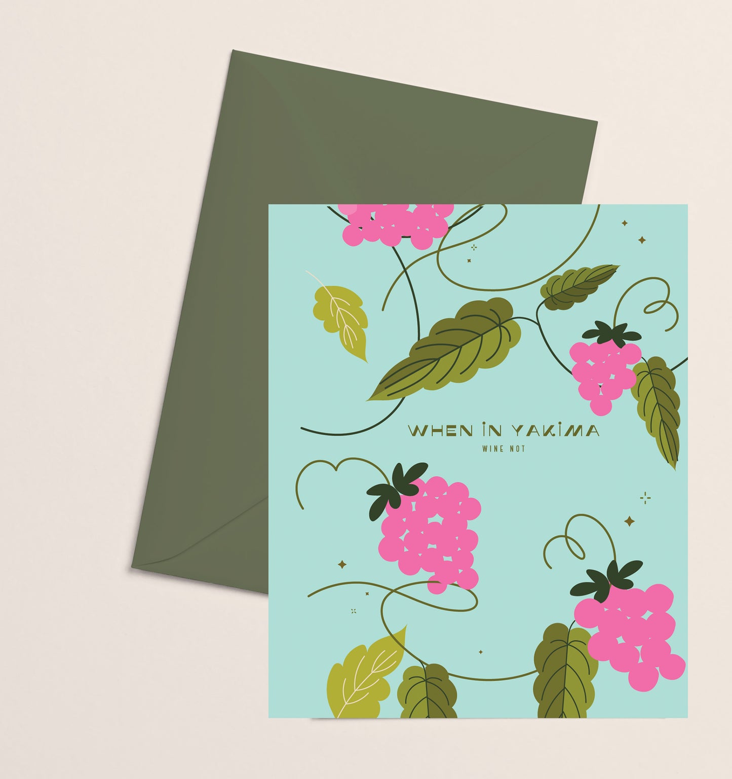 Greeting Card- Yakima Wine Not Blue & Pink