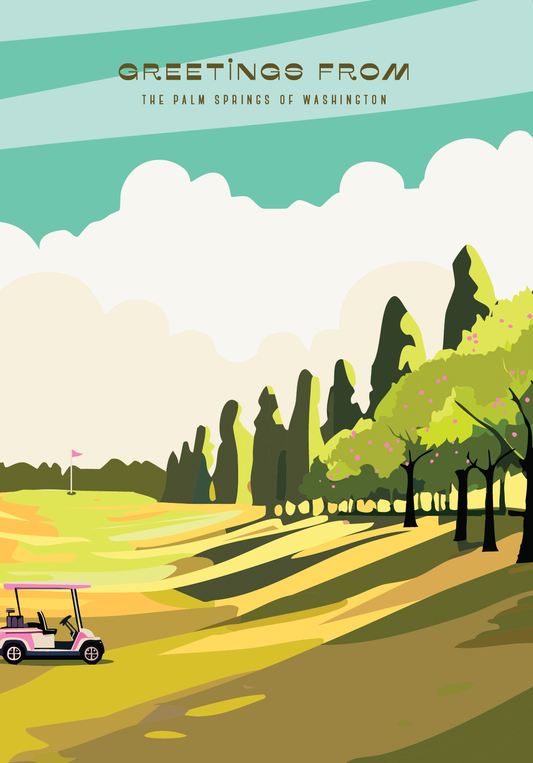 Greeting Card- Golf Course Apple Fairway in the Palm Springs of Washington
