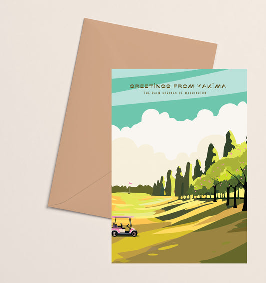 Greeting Card- Golf Course Apple Fairway in the Palm Springs of Washington