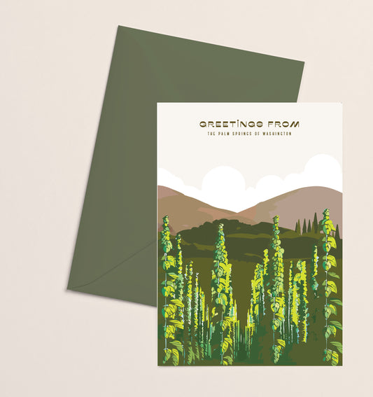 Greeting Card- Hop Fields Palm Springs of Washington