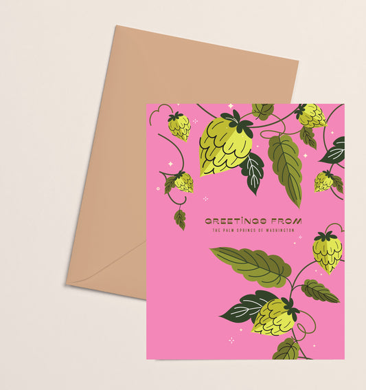Greeting Card- Hop over to the Palm Springs of Washington - Pink