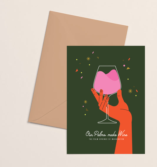 Greeting Card- Our Palms Make Wine Cheers