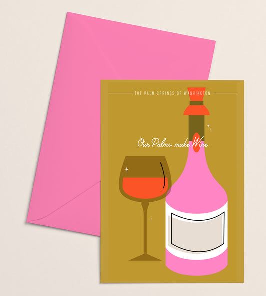 Greeting Card- Palms Make Wine Bottle