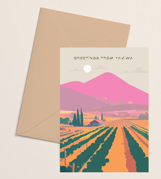 Greeting Card- Landscape with Pink Mountains